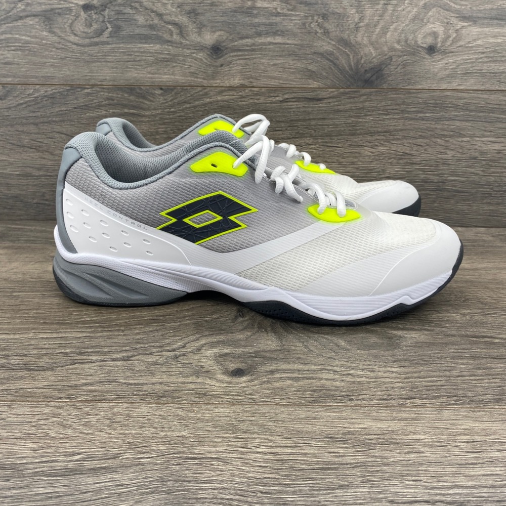 Lotto Court Shoes Mens 13 White Grey Neon Yellow Enerturn Athletic Sneakers